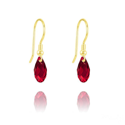 24K Gold Siam Swarovski Crystal Teardrop Earrings