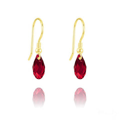24K Gold Siam Swarovski Crystal Teardrop Earrings