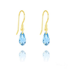 24K Gold Aquamarine Swarovski Crystal Teardrop Earrings