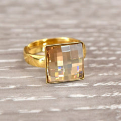 Chessboard 24K Gold Shadow Ring