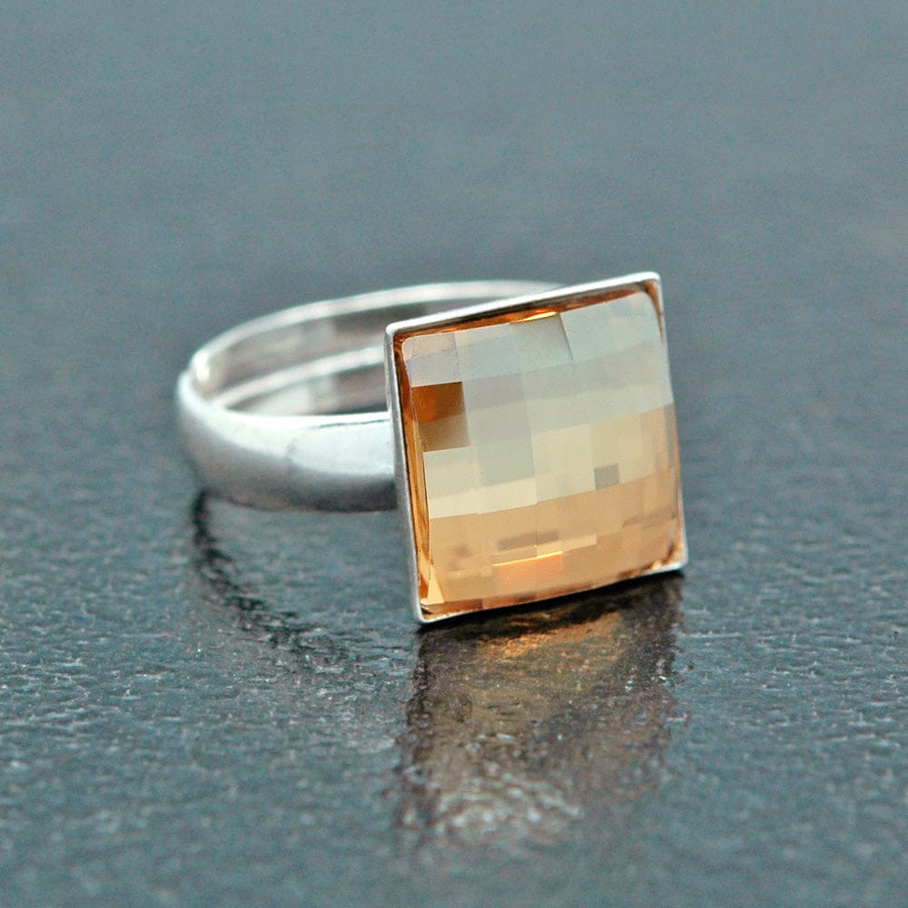 Chessboard Silver Golden Shadow Ring