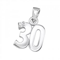 30th Silver Pendant with Cubic Zirconia