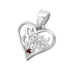 Silver Special Sister Heart Pendant Charm-crystal