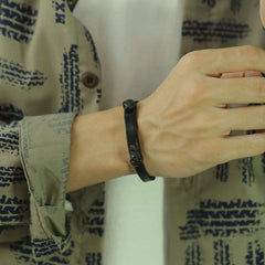 Steel Skull Head Leather Bracelet