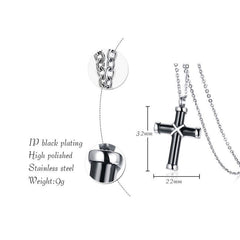 Black Cross Memorial Ashes Urn Necklace For Women