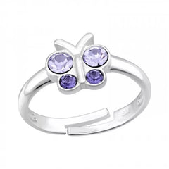 Kids Silver Butterfly Adjustable Ring