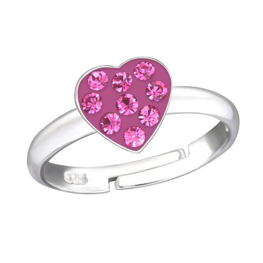 Children's Sterling Silver Heart Adjustable Ring