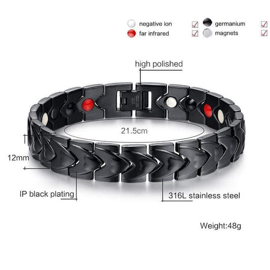 Black Magnetic Health Bracelet