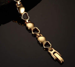 Stainless Steel Gold Heart Magnetic Health Bracelet