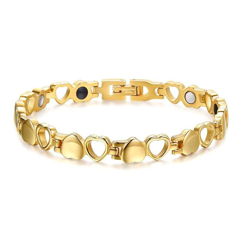 Stainless Steel Gold Heart Magnetic Health Bracelet