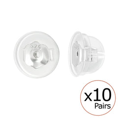 10  Pairs Silicone Coated Silver Butterfly Backs