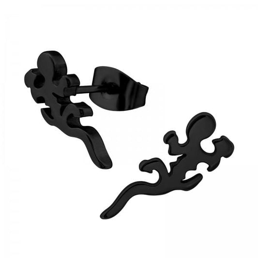 Black Lizard Stud Earrings