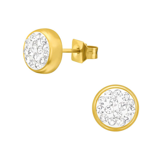 6mm Gold Steel Round Ear Studs