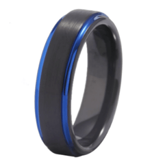 Blue Black Wedding Engagement Ring for Couple