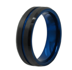 Blue Black Wedding Engagement Ring for Couple