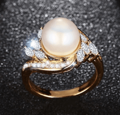 Cubic Zirconia  Pearl Wedding Ring for Women