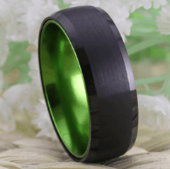 Black Green Wedding Ring for Men