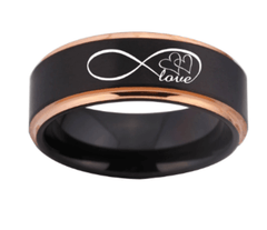 Black Rose Love Wedding Engagement Ring for Men