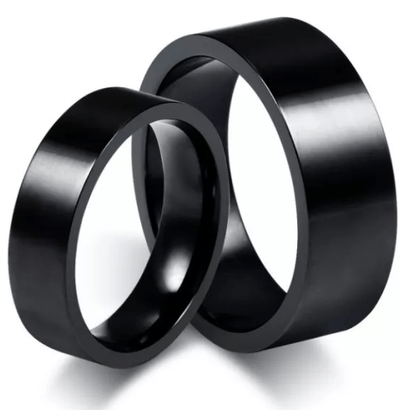 Steel Black Wedding Engagement Ring for Couple