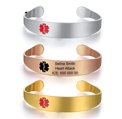 Adjustable Medical Alert Bangle Bracelet