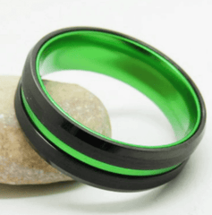 Black Green Engagement Ring for Men