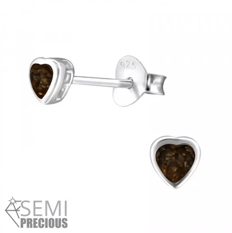 Silver Genuine Topaz Stone Heart Earrings