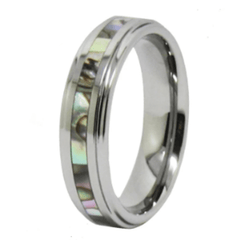 Abalone Inlay Silver Wedding Engagement Ring for Couple