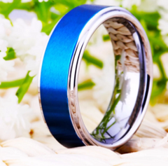 Blue Tungsten Ring for Men