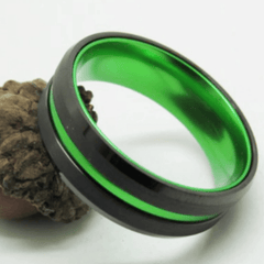 Black Green Engagement Ring for Men