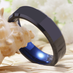 Blue Black Wedding Engagement Ring for Couple