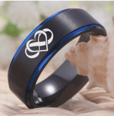 Black Blue Couple Wedding Engagement Ring