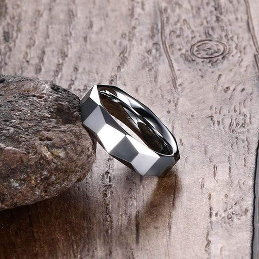 3D Silver Tungsten Ring
