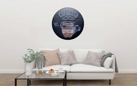 Expresso Round Embossed Metal Tin Sign Poster