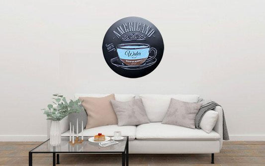 Americano Water Round Embossed Metal Tin Sign Poster