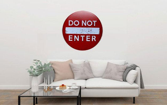 Do Not Enter Round Embossed Metal Tin Sign Poster