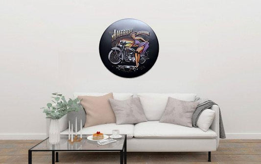 American Classics Round Embossed Metal Tin Sign Poster
