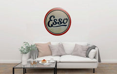 Esso Round Metal Embossed Tin Sign Poster