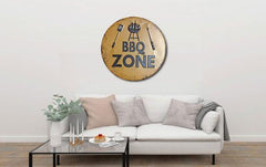 BBQ Zone Round   Metal Tin Sign Poster