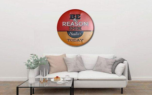 Be The Reason Someone Smiles Round Embossed Metal Tin Sign Poster