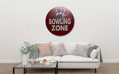 Bowling Zone Round Embossed Metal Tin Sign Poster