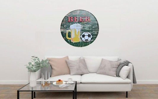 Beer Sports Round Embossed Metal Tin Sign Poster