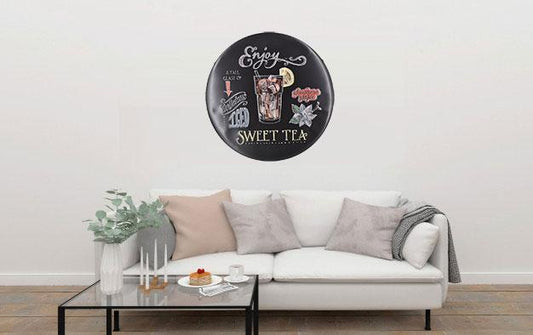 Enjoy Iced Sweet Tea Round Embossed Metal Tin Sign Poster
