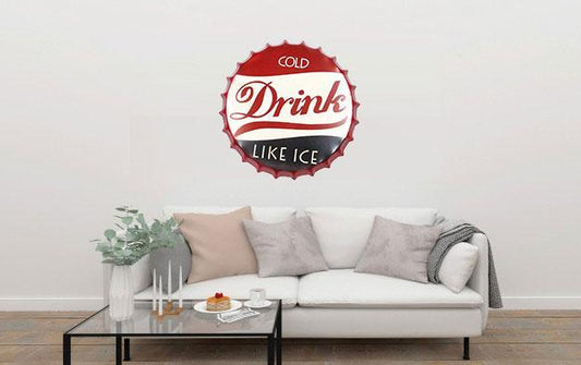 Cold Drink Like Ice Beer Cap Metal Tin Sign Poster