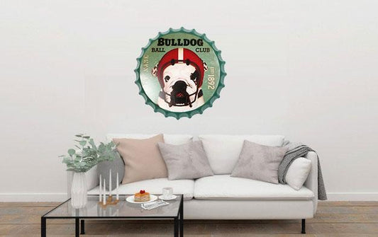 Bull Dog Beer Cap Metal Tin Sign Poster