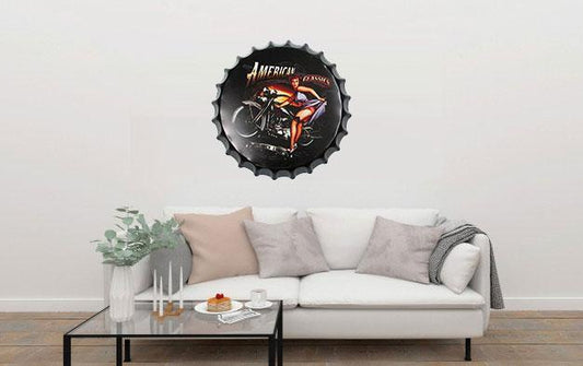 American Classics Beer Cap Metal Tin Sign Poster