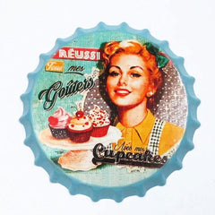 Cupcakes Beer Cap Metal Tin Sign Poster