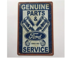 Ford Parts and Service Metal Tin Poster