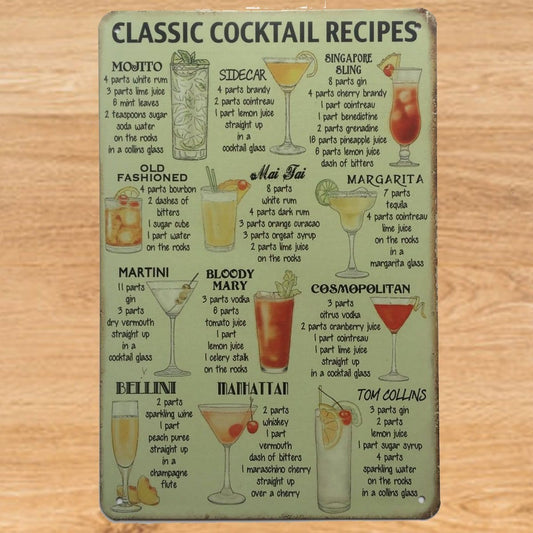 Cocktail Recipes Metal  Poster