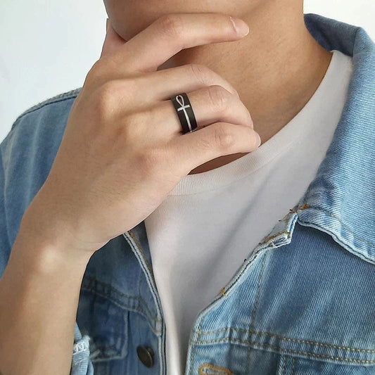 Ankh Egyptian Silver Cross Ring