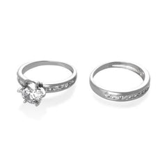 Channel Band Wedding Ring Set